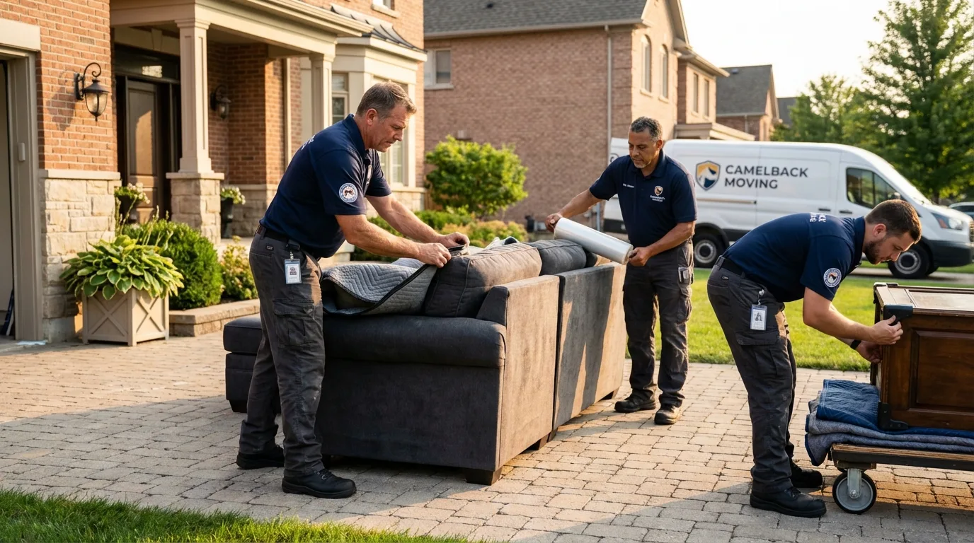 Large estate moving crew wrapping furniture in Blooming Prairie, MN